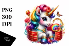 Baby Unicorn in Bullfighting Ring PNG Product Image 1