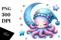 Cute Baby Octopus Smiling PNG Product Image 1