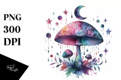 Colorful Magical Mushroom Watercolor Clipart Product Image 3