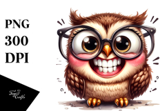 Watercolor Funny Owl Sitting | Clipart Product Image 1