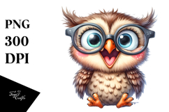 Excited Owl with es, Funny Clipart Product Image 1