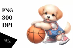 Detailed Cute Baby Dog Playing Basketball Product Image 3