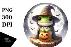 Cute Baby Frog Dressed for Halloween PNG Product Image 1