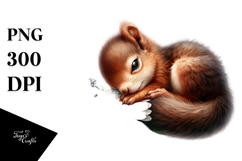 Cute Baby Squirrel Sleeping, Transparent PNG Product Image 1