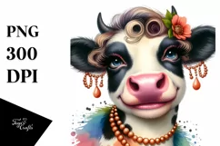 a Vibrant Watercolor Cow Portrait Sticker Product Image 1