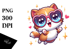 Playful Cat with Sunglasses PNG Product Image 1