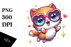 Playful Cat with Sunglasses PNG Product Image 1
