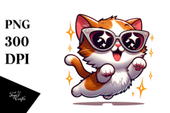 Playful Cat with Sunglasses PNG Product Image 1