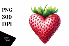 Heart-Shaped Strawberry Watercolor PNG Product Image 1