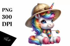 Colorful Safari Hat Unicorn PNG Product Image 1