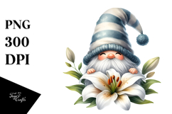 Cute Gnome with Lily, PNG Product Image 1