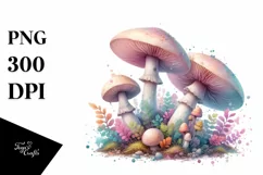 Glossy Mushroom Watercolor Splash PNG Product Image 1