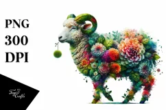 Vibrant Lamb with Flower Body PNG Product Image 1