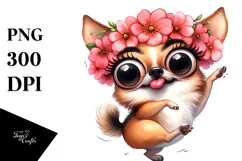 Playful Dog with Flower Crown PNG Product Image 1