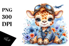 Colorful Baby Giraffe Smiling | Watercolor Clipart Product Image 1