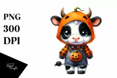 Cute Baby Cow Halloween Drawing Clipart Product Image 3