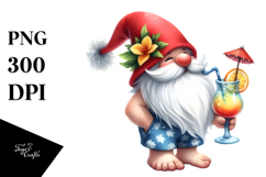 Whimsical Gnome with Cocktail, PNG Product Image 1