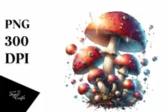 Shiny Watercolor Mushroom Splash PNG Product Image 3