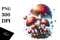 Shiny Watercolor Mushroom Splash PNG Product Image 1