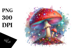 Shiny Watercolor Mushroom Splash PNG Product Image 1
