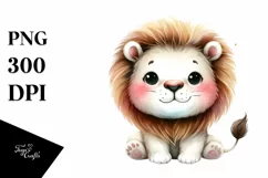 Funny Watercolor Cute Lion Clipart Product Image 3