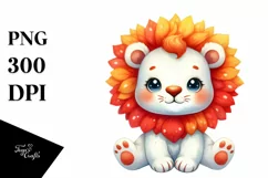 Funny Watercolor Cute Lion Clipart Product Image 3