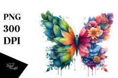 Vibrant Butterfly with Flowers PNG Product Image 3