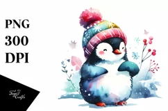 Colorful Watercolor Penguin | Sublimation | Clipart Product Image 1
