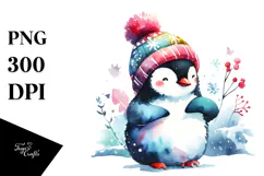 Colorful Watercolor Penguin | Sublimation | Clipart Product Image 1