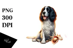 English Springer Spaniel sitting in Sand | Watercolor Product Image 1