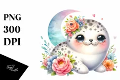 Colorful Smiling Baby Spotted Seal | Clipart Product Image 1