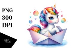 Baby Unicorn in Paper Boat PNG Product Image 3