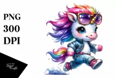 Proud Baby Unicorn Running PNG Product Image 1