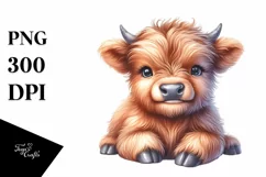 Cute Baby Highland Cow Smiling | Sublimation Clipart Product Image 3