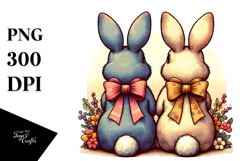 Vintage Bunnies with Bow PNG Product Image 1