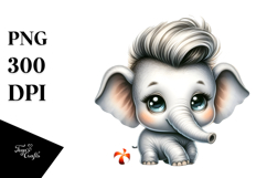 Cute Baby Elephant Watercolor PNG Product Image 1