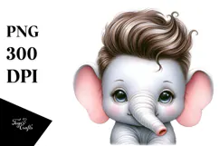 Cute Baby Elephant Watercolor PNG Product Image 1