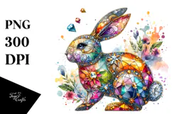 Vibrant Diamond Bunny on Splashy Background PNG Product Image 1