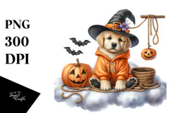 Puppy Dressed for Halloween on Cloud PNG Product Image 1