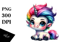Cute Unicorn with Cool Haircut PNG Product Image 1