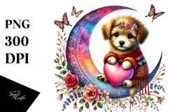 Puppy Boho Moon PNG Product Image 1