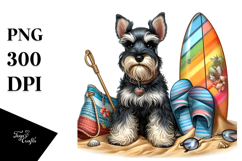 Miniature Schnauzer sitting in Sand | Watercolor Clipart Product Image 1