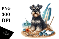 Miniature Schnauzer sitting in Sand | Watercolor Clipart Product Image 1