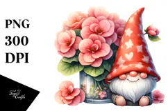 Gnome with Begonia Floral PNG Product Image 1