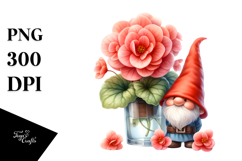 Gnome with Begonia Floral PNG Product Image 1