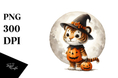 Cute Tiger on Moon PNG Product Image 1