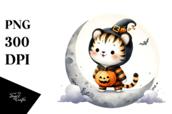 Cute Tiger on Moon PNG Product Image 1