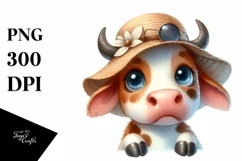 Cute Confused Cow Sun Hat | Sublimation | Clipart Product Image 3