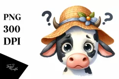 Vibrant Cow Big Eyes | Sublimation | Clipart Product Image 1