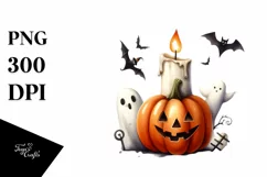 Simple Funny Halloween Clipart with Candle PNG Product Image 3